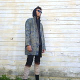 Alquimie Studio Coats & Jackets Double Zipper Coat in Cotton w/ Shatter Dye - Olive