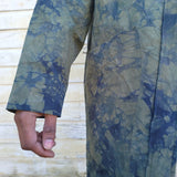 Alquimie Studio Coats & Jackets Double Zipper Coat in Cotton w/ Shatter Dye - Olive