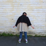 Alquimie Studio Coats & Jackets Wolf Cape Jacket in French Terry with Sashiko Stitch - Ombre Black & Natural