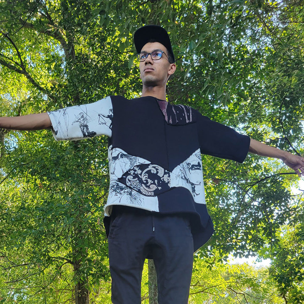 Patchwork Off-Cut Tee - Alligator Black & Natural – Alquimie Studio