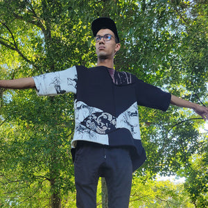 Patchwork Off-Cut Tee - Black & Natural