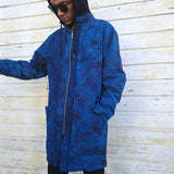 Alquimie Studio Coats & Jackets Double Zipper Coat in Cotton w/ Shatter Dye - Indigo