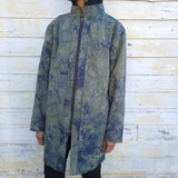 Alquimie Studio Coats & Jackets Double Zipper Coat in Cotton w/ Shatter Dye - Olive