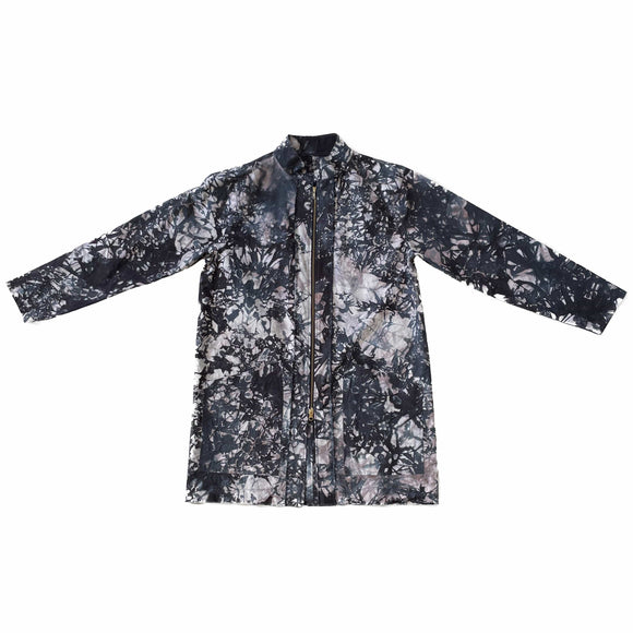 Alquimie Studio Coats & Jackets Double Zipper Coat in Cotton w/ Shatter Dye - White
