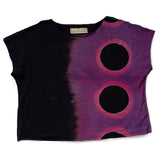 Alquimie Studio Shirts & Tops Circle Dyed Cropped Cap Sleeve Top - Violet & Black