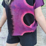 Alquimie Studio Shirts & Tops Circle Dyed Cropped Cap Sleeve Top - Violet & Black