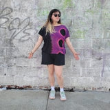 Alquimie Studio Shirts & Tops Circle Dyed Cropped Cap Sleeve Top - Violet & Black